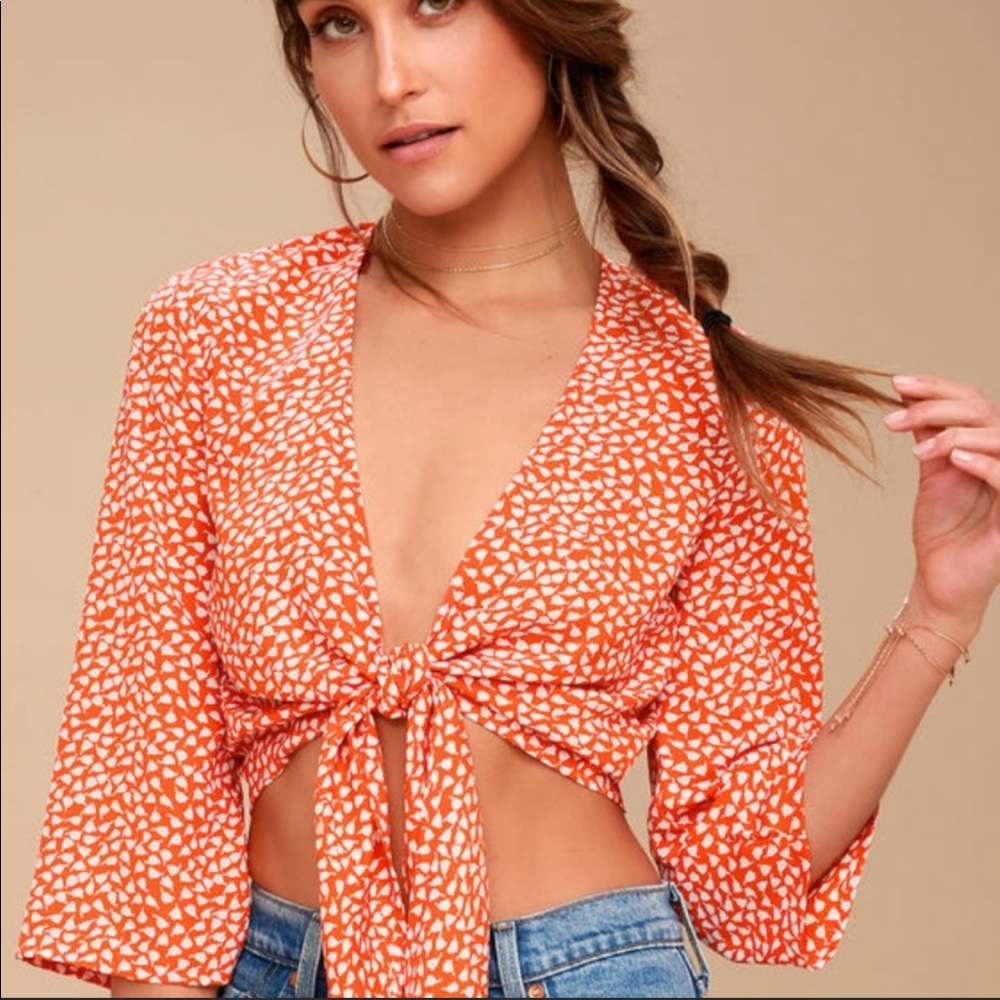 Lulu’s floral print tie-front crop top